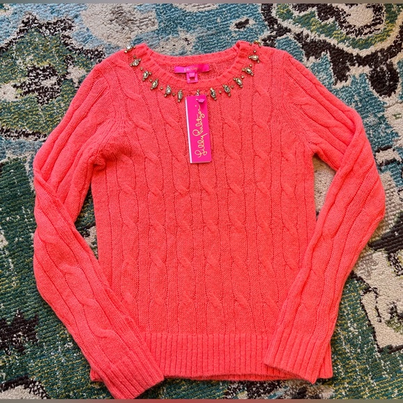 Lilly Pulitzer Dario Embellished Cable-Knit Sweater XXS NWT - Picture 1 of 7